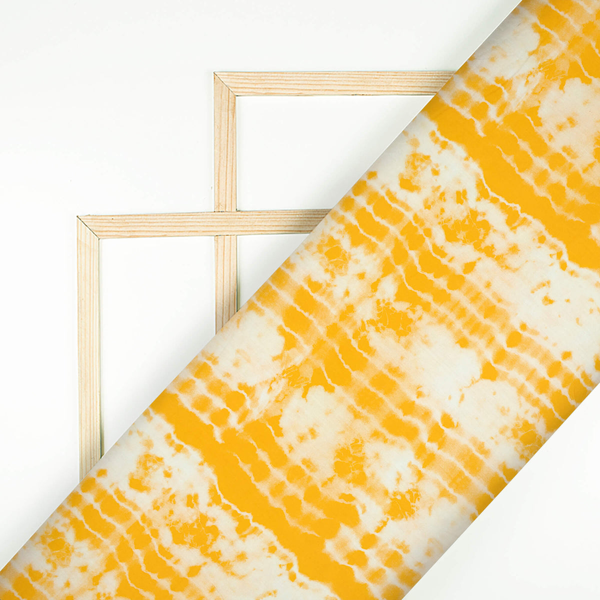 Amber Yellow And Off White Shibori Pattern Digital Print Cotton Cambric Fabric