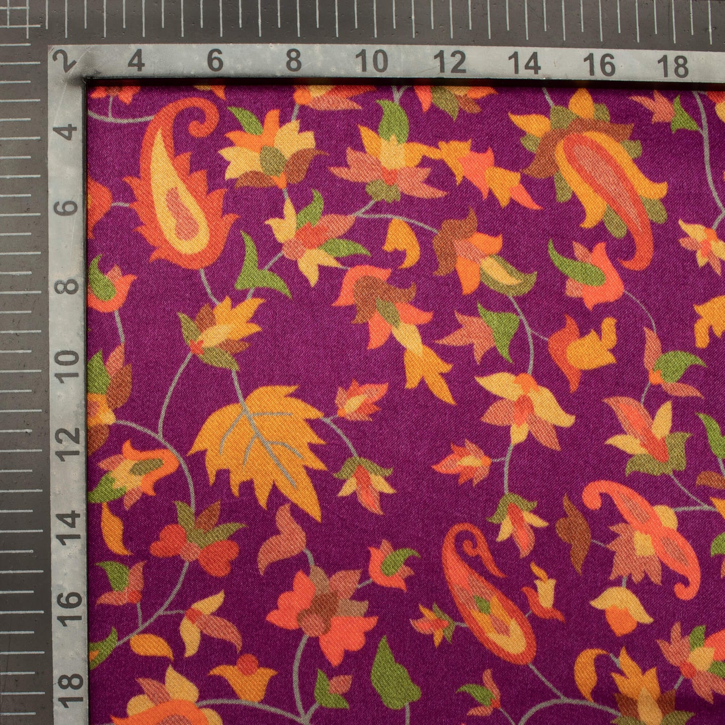 Deep Purple And Red Floral Pattern Digital Print Viscose Gaji Silk Fabric