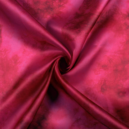 Deep Pink Tye And Dye Pattern Digital Print Organza Satin Fabric