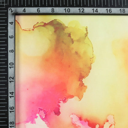 Yellow And Pink Tye And Dye Pattern Digital Print Organza Satin Fabric