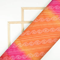 Candy Red And Carrot Orange Bandhanii Pattern Digital Print Organza Satin Fabric
