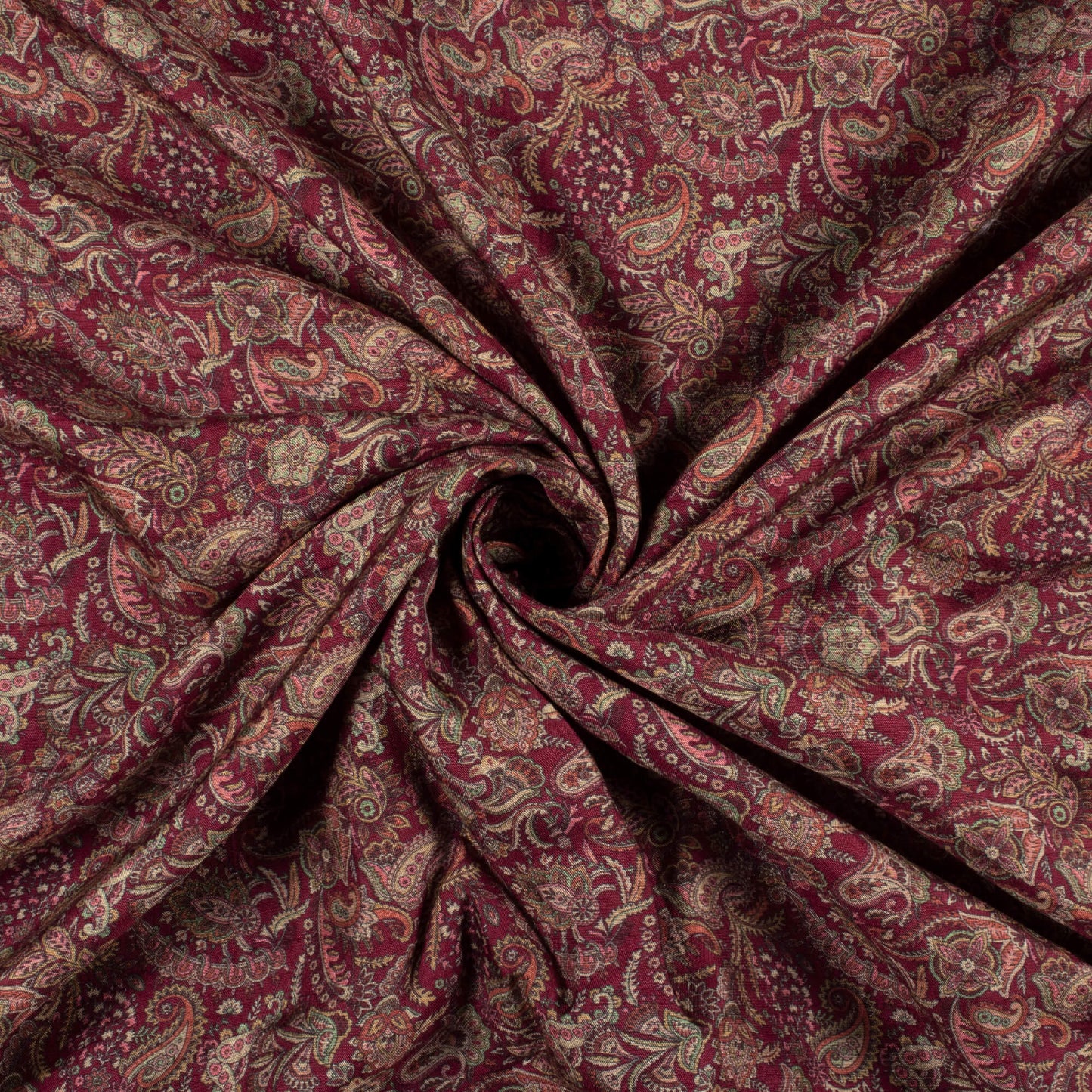 Mulberry Purple Paisley Pattern Digital Print Bemberg Raw Silk Fabric