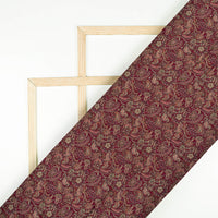 Mulberry Purple Paisley Pattern Digital Print Bemberg Raw Silk Fabric