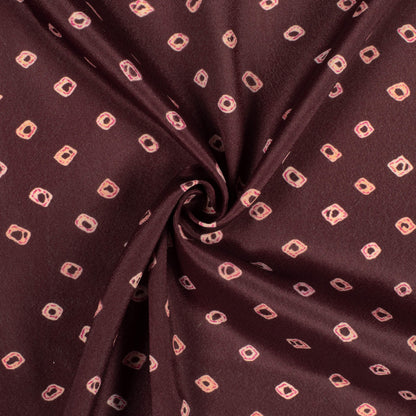 Hickory Brown Bandhanii Pattern Digital Print Crepe Silk Fabric