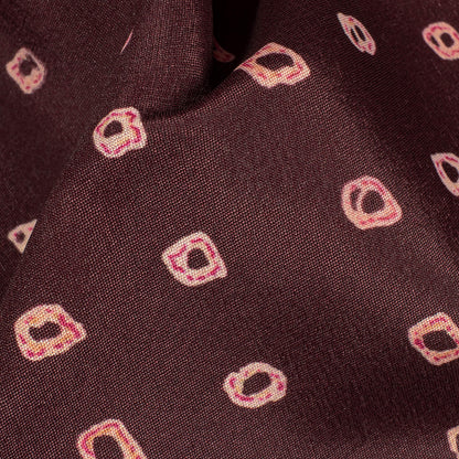 Hickory Brown Bandhanii Pattern Digital Print Crepe Silk Fabric