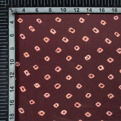 Hickory Brown Bandhanii Pattern Digital Print Crepe Silk Fabric