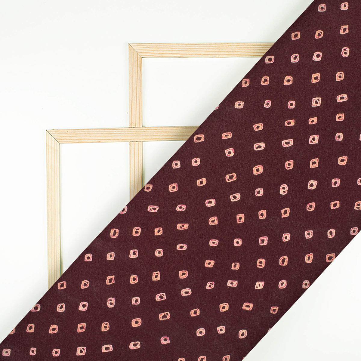 Hickory Brown Bandhanii Pattern Digital Print Crepe Silk Fabric