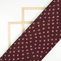 Hickory Brown Bandhanii Pattern Digital Print Crepe Silk Fabric