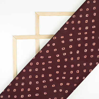 Hickory Brown Bandhanii Pattern Digital Print Crepe Silk Fabric