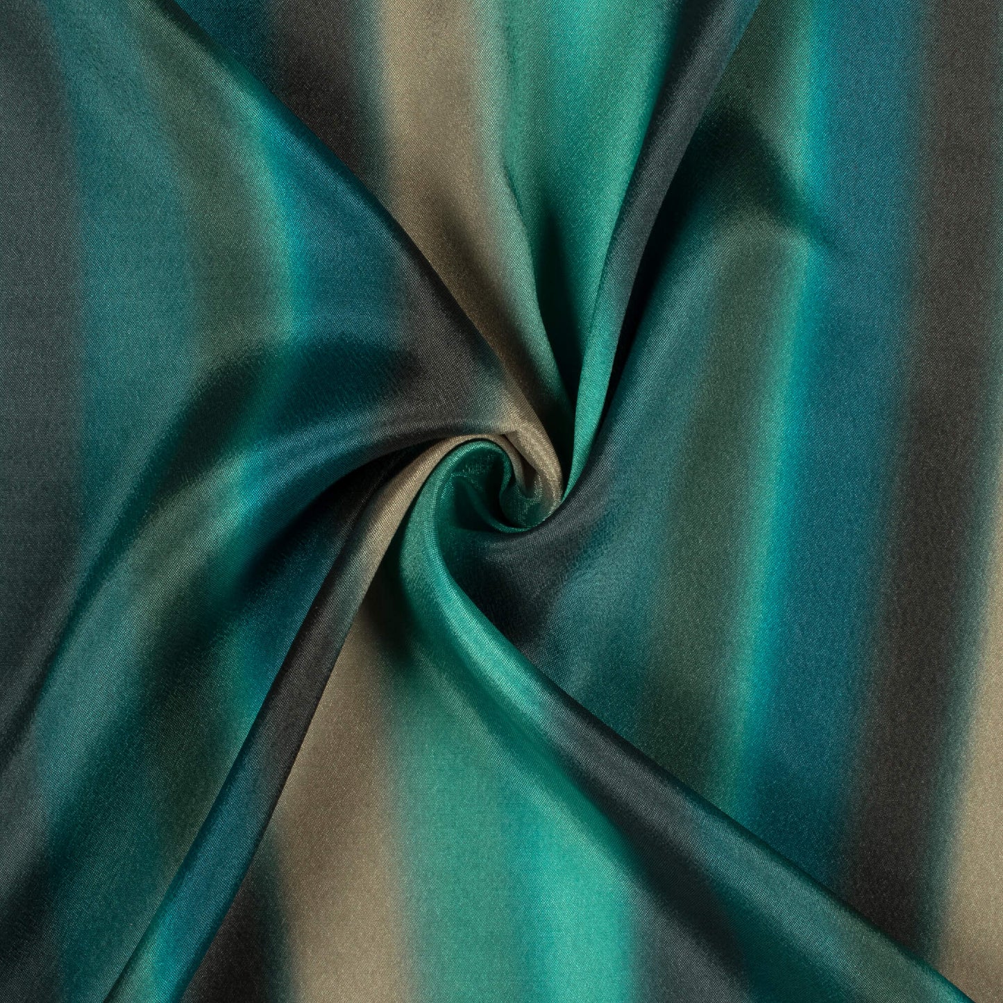 Peacock Blue And Paris Green Stripes Pattern Digital Print Crepe Silk Fabric