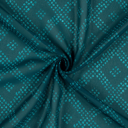 Peacock Blue Bandhanii Pattern Digital Print Georgette Fabric