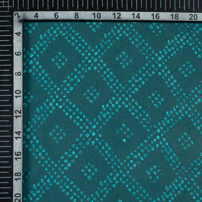 Peacock Blue Bandhanii Pattern Digital Print Georgette Fabric