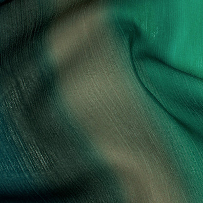 Bottle Green And Black Stripes Pattern Digital Print Chiffon Fabric