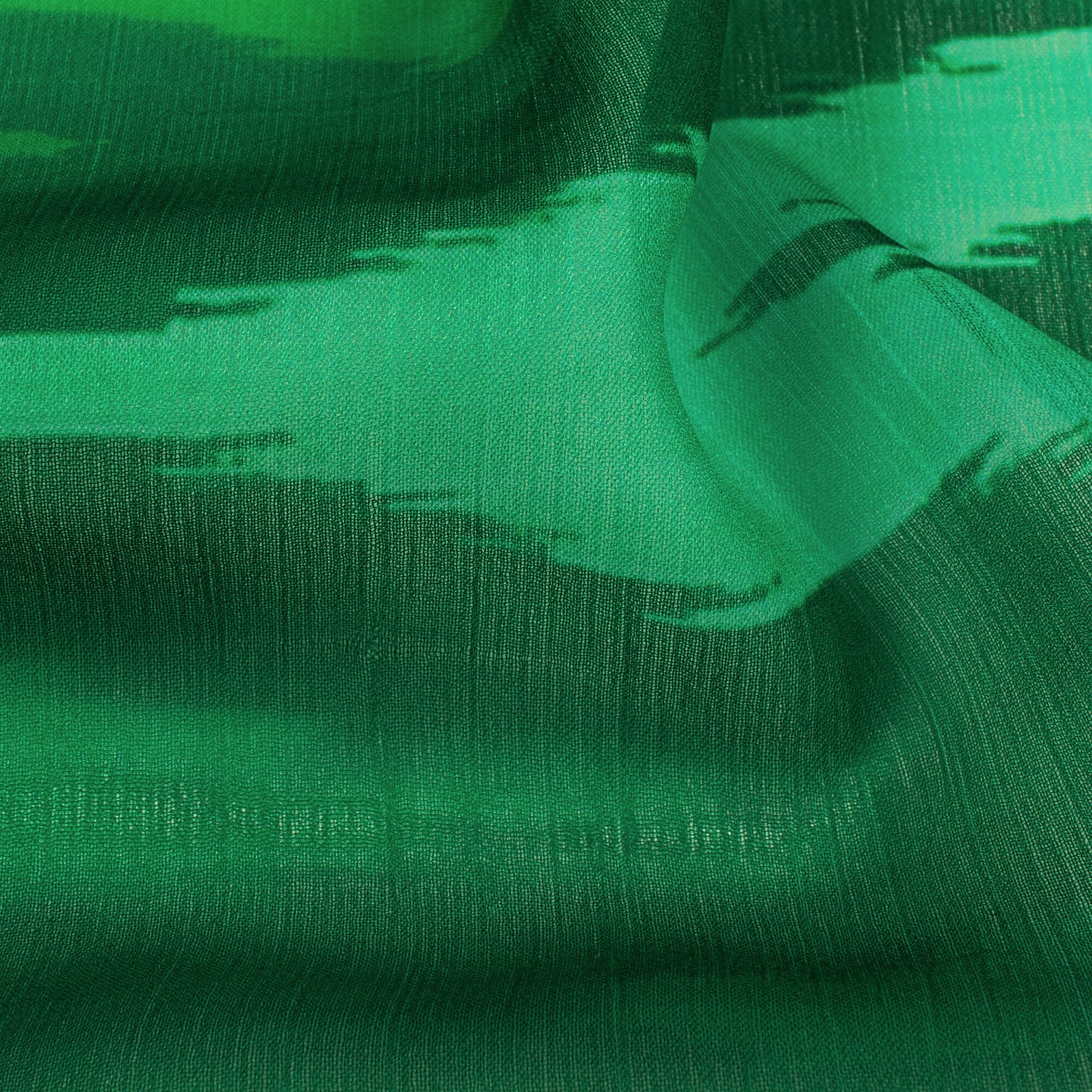 Bottle Green Ikat Pattern Digital Print Chiffon Fabric