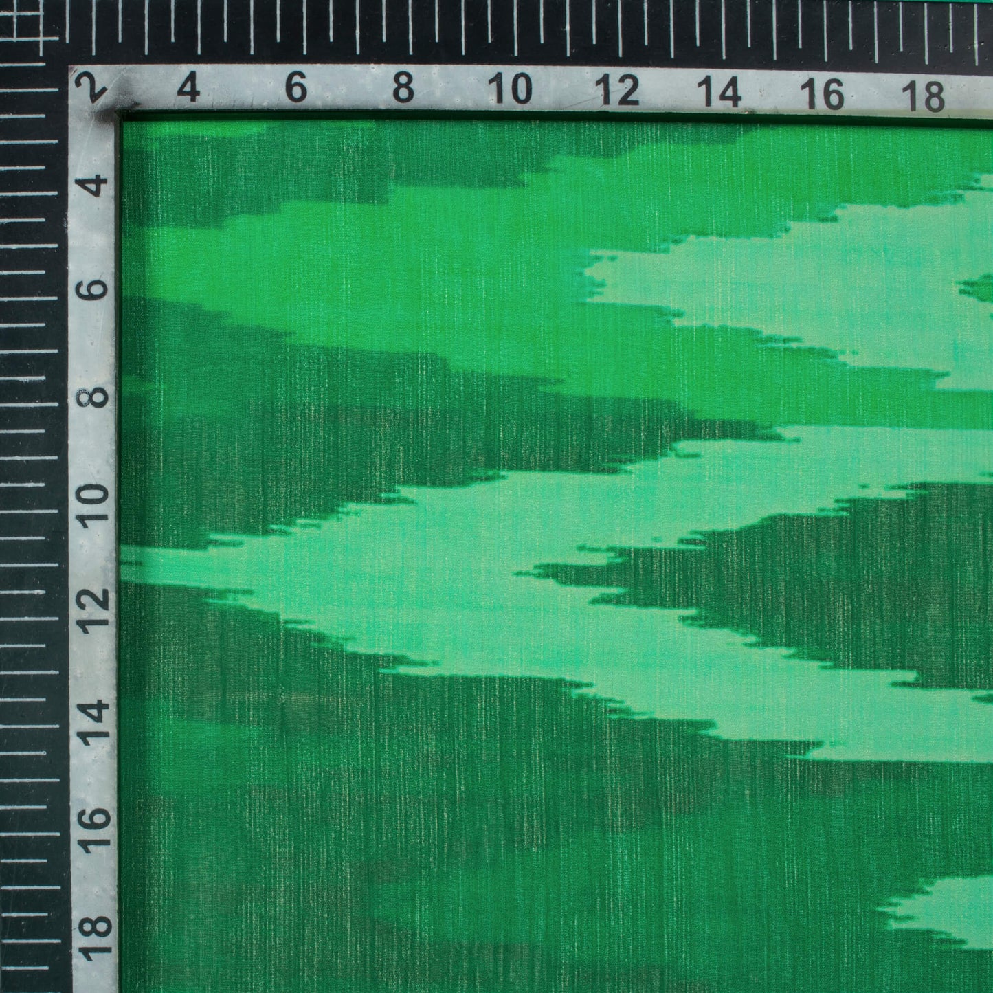 Bottle Green Ikat Pattern Digital Print Chiffon Fabric
