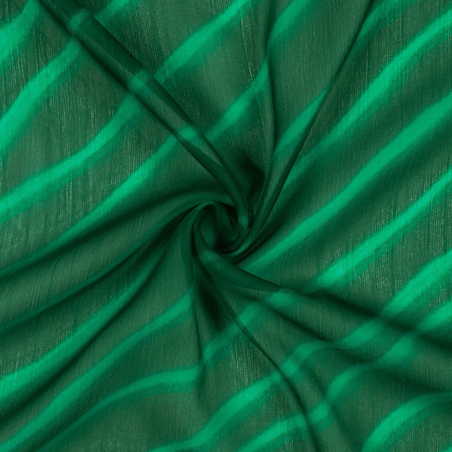 Bottle Green Leheriya Pattern Digital Print Chiffon Fabric