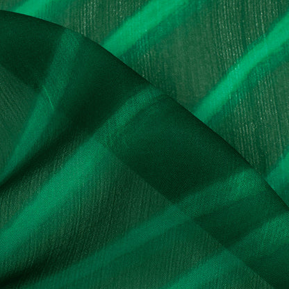Bottle Green Leheriya Pattern Digital Print Chiffon Fabric