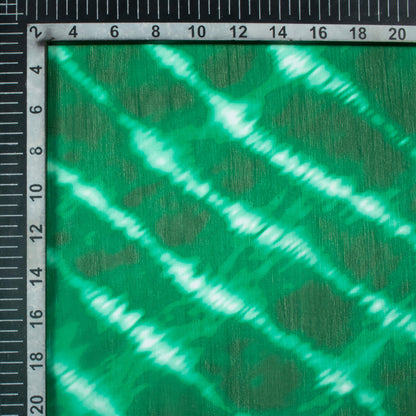 Bottle Green And White Leheriya Pattern Digital Print Chiffon Fabric