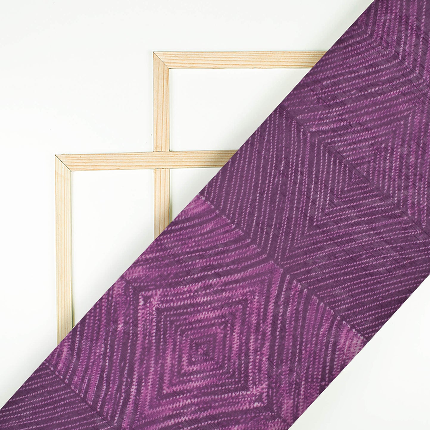 Wine Purple Chevron Pattern Digital Print Organza Fabric