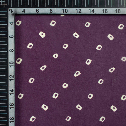 Wine Purple And Cream Bandhanii Pattern Digital Print Georgette Fabric