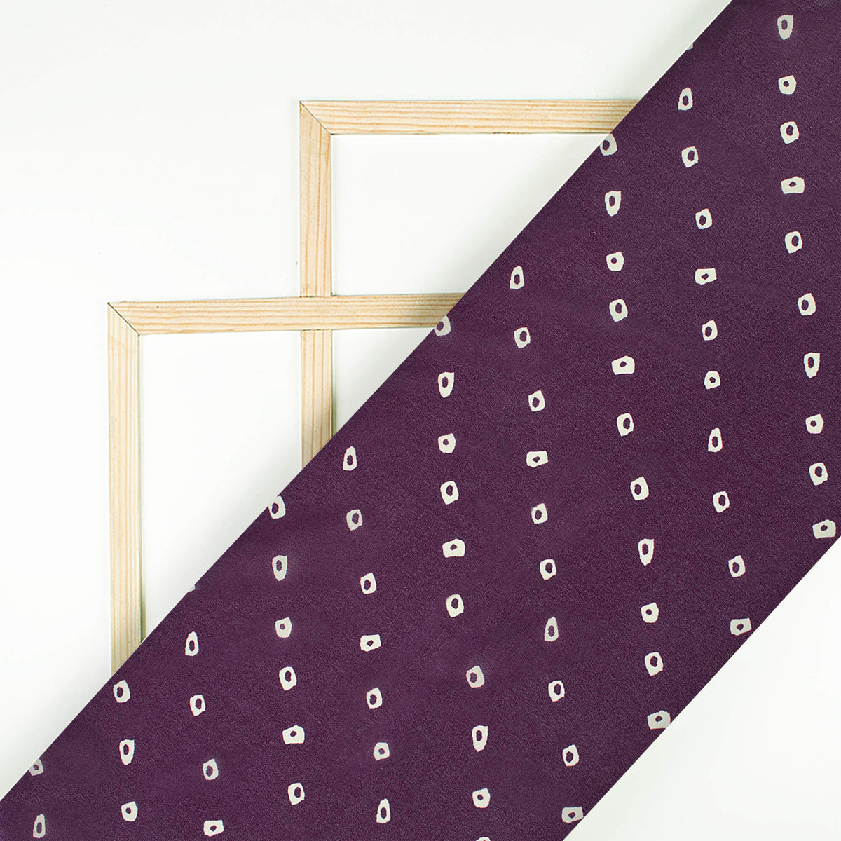 Wine Purple And Cream Bandhanii Pattern Digital Print Georgette Fabric