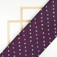 Wine Purple And Cream Bandhanii Pattern Digital Print Georgette Fabric