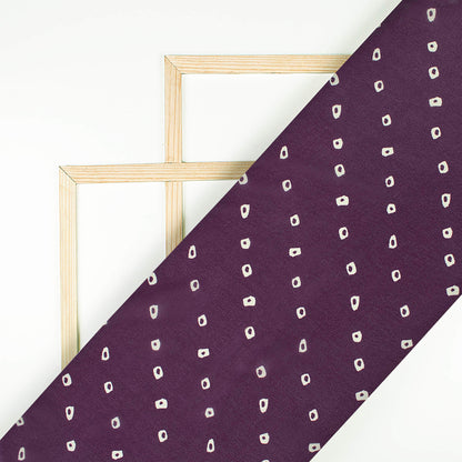Wine Purple And Cream Bandhanii Pattern Digital Print Georgette Fabric
