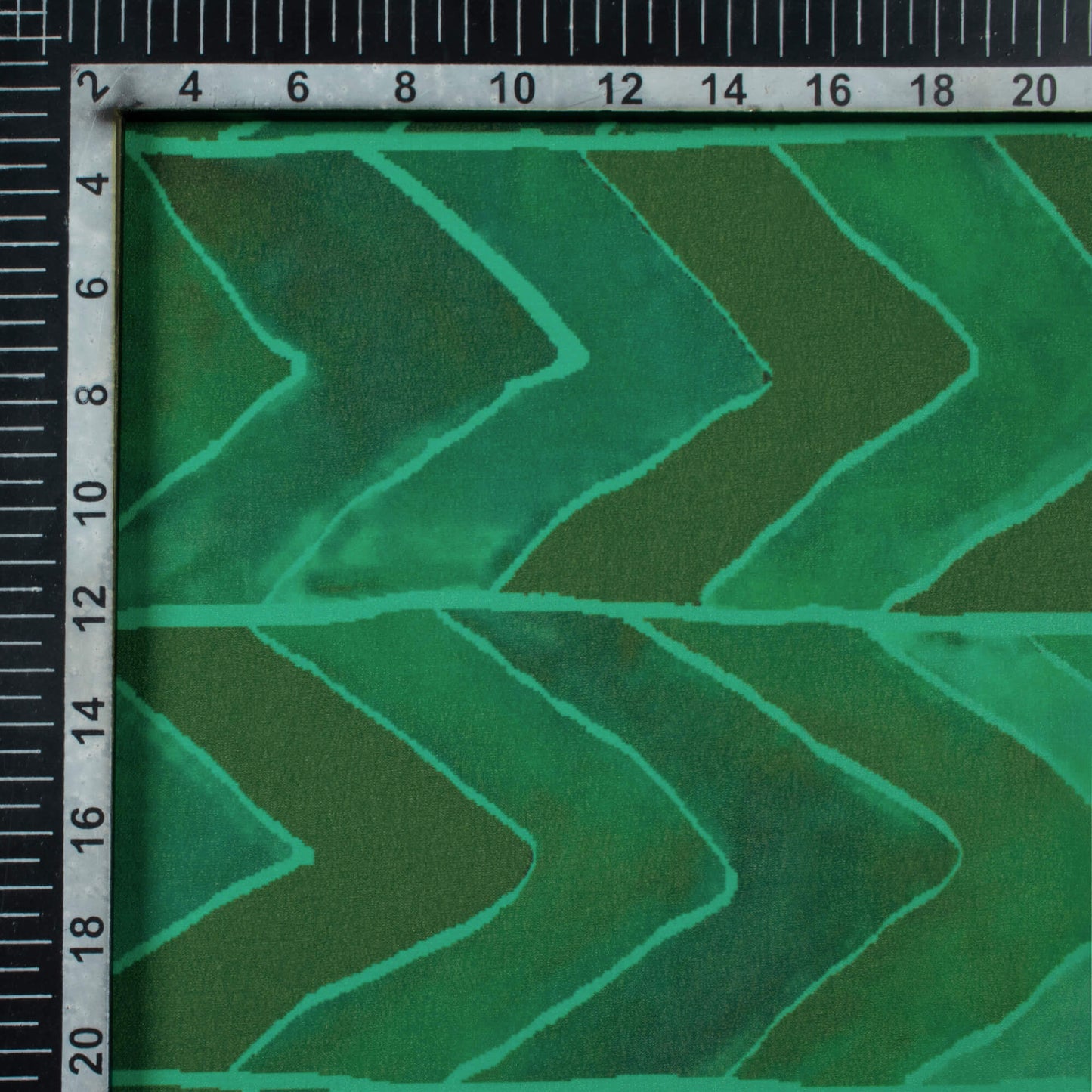 Bottle Green Chevron Pattern Digital Print Georgette Fabric