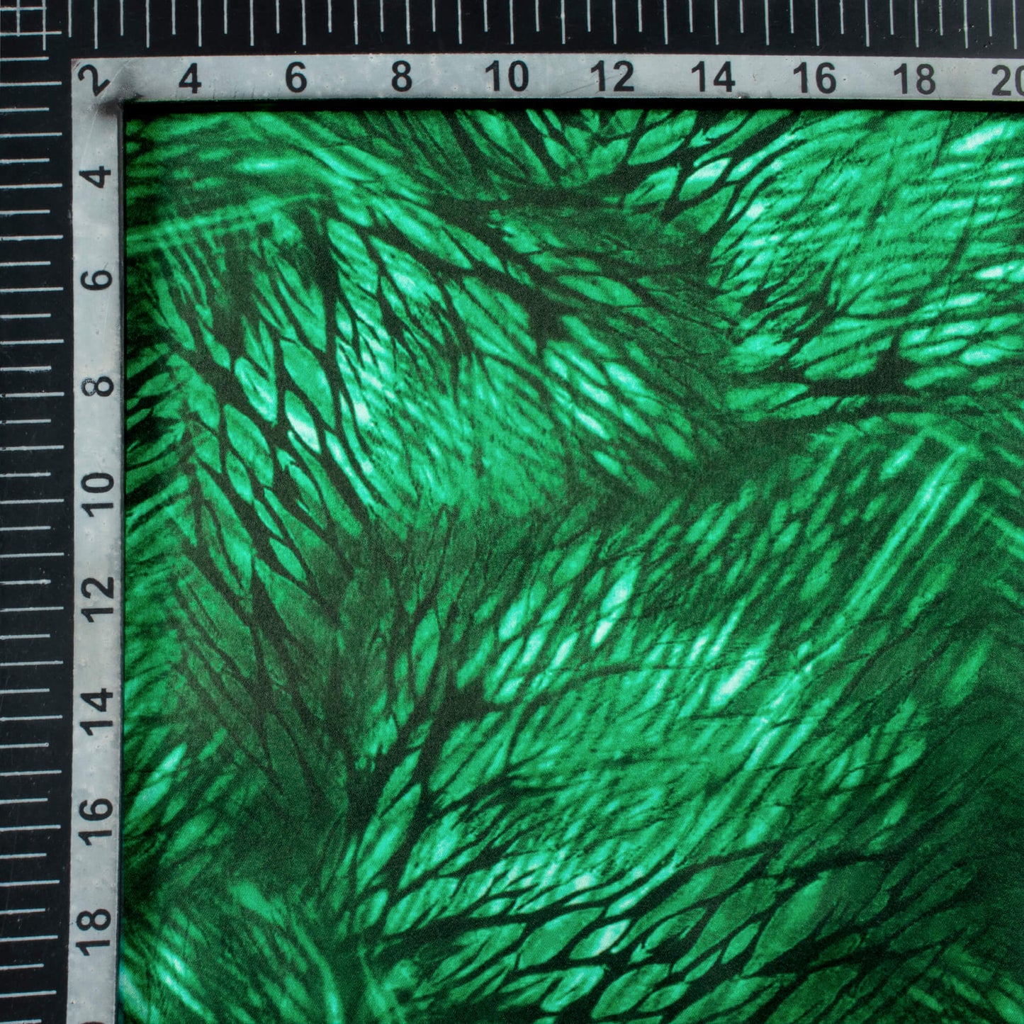 Bottle Green Abstract Pattern Digital Print Japan Satin Fabric