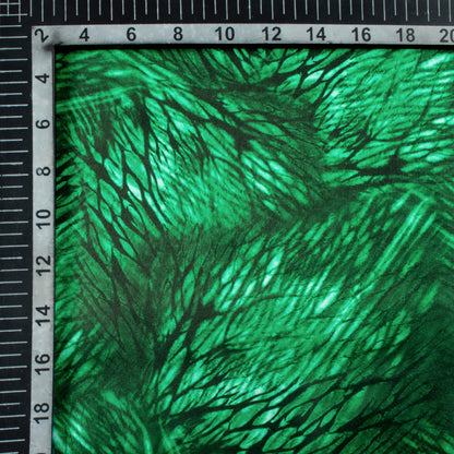 Bottle Green Abstract Pattern Digital Print Japan Satin Fabric