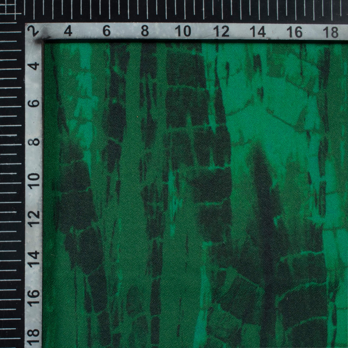Bottle Green Shibori Pattern Digital Print Moss Crepe Fabric