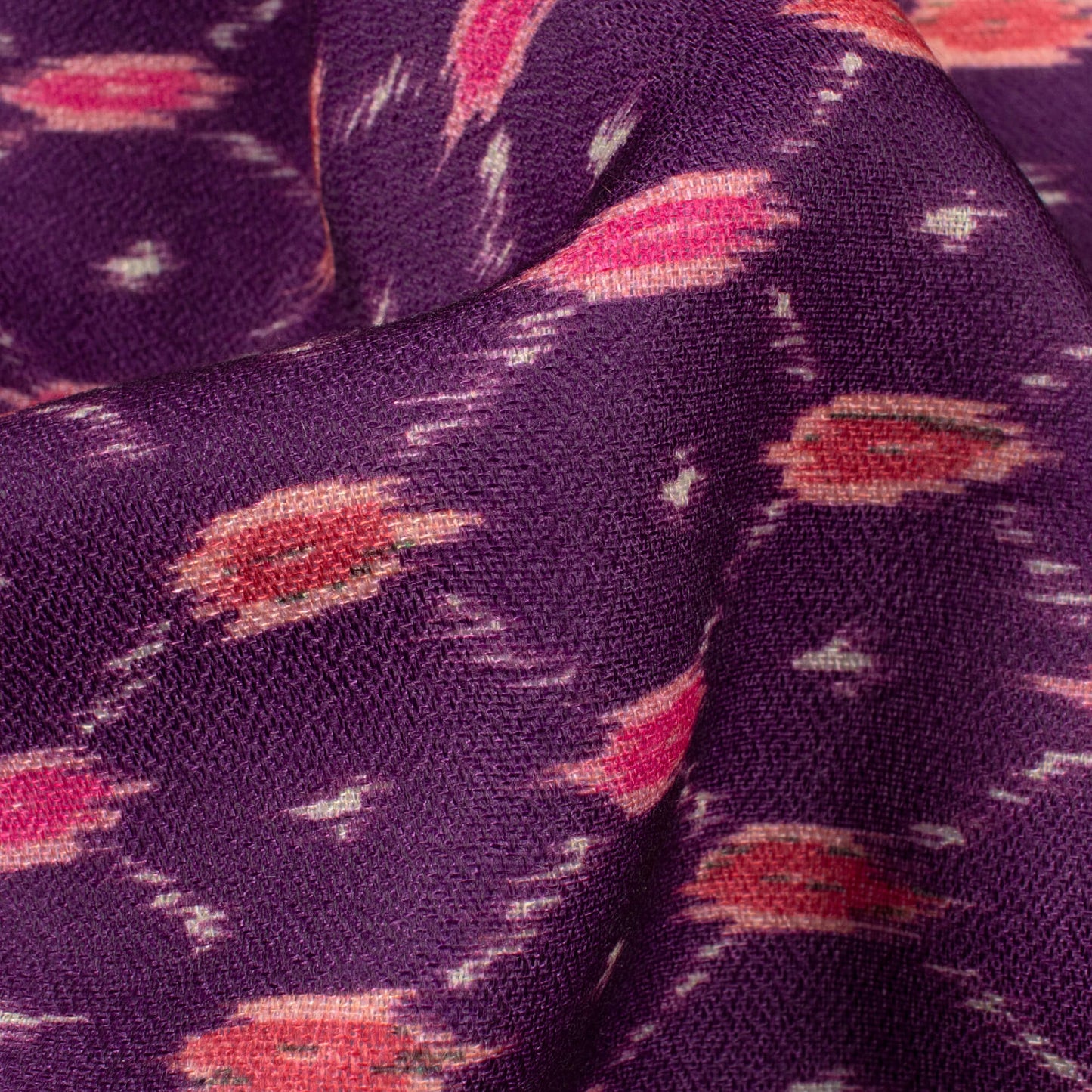 Wine Purple And Hot Pink Traditional Pattern Digital Print Moss Crepe Fabric