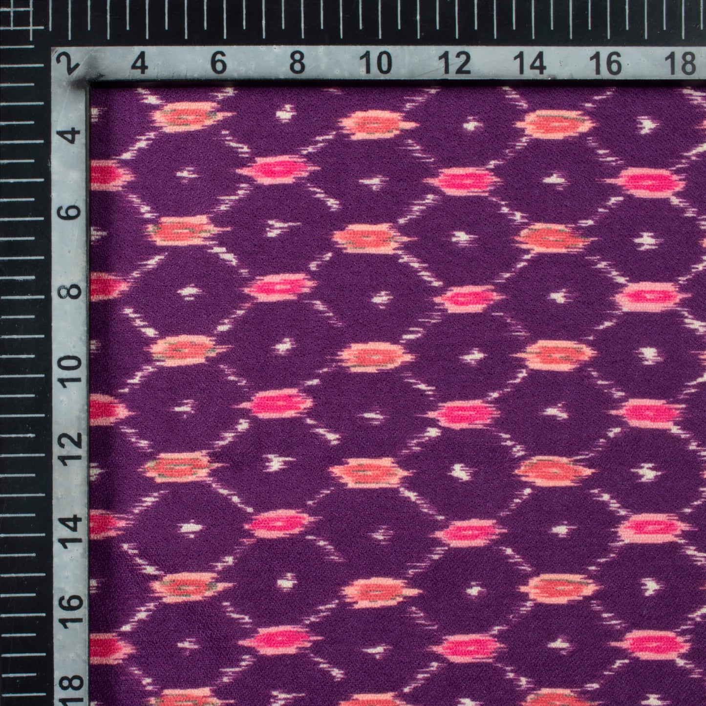 Wine Purple And Hot Pink Traditional Pattern Digital Print Moss Crepe Fabric