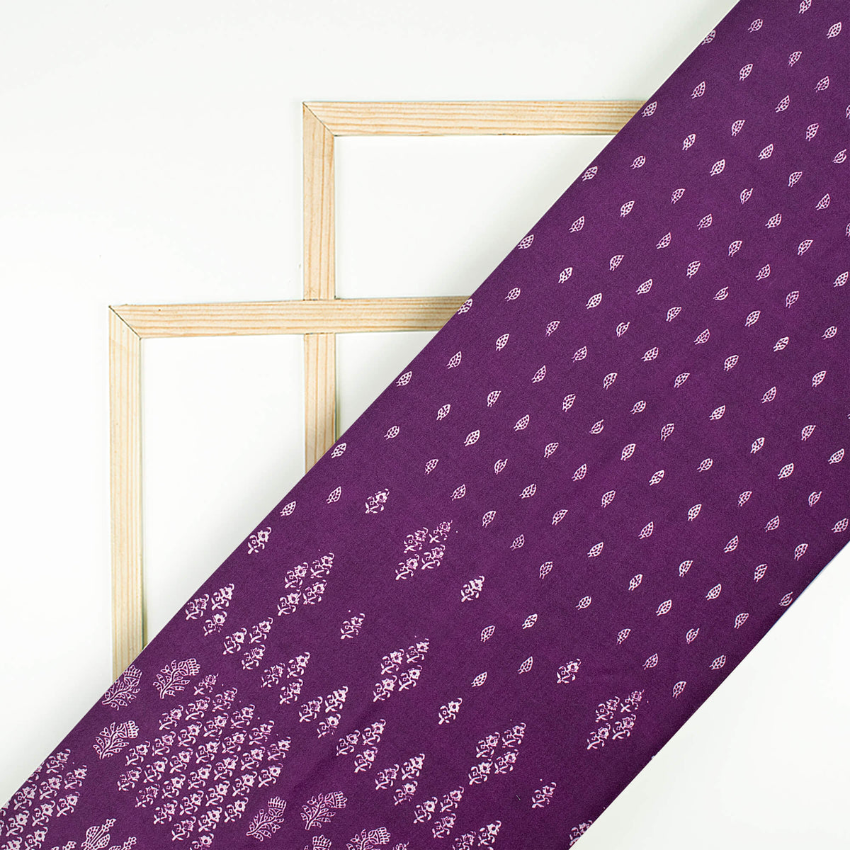 Wine Purple And White Traditional Pattern Digital Print Moss Crepe Fabric