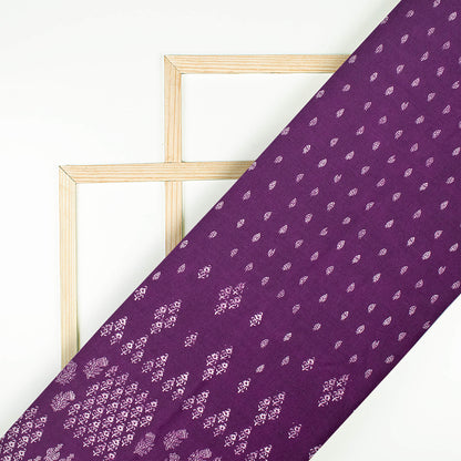 Wine Purple And White Traditional Pattern Digital Print Moss Crepe Fabric
