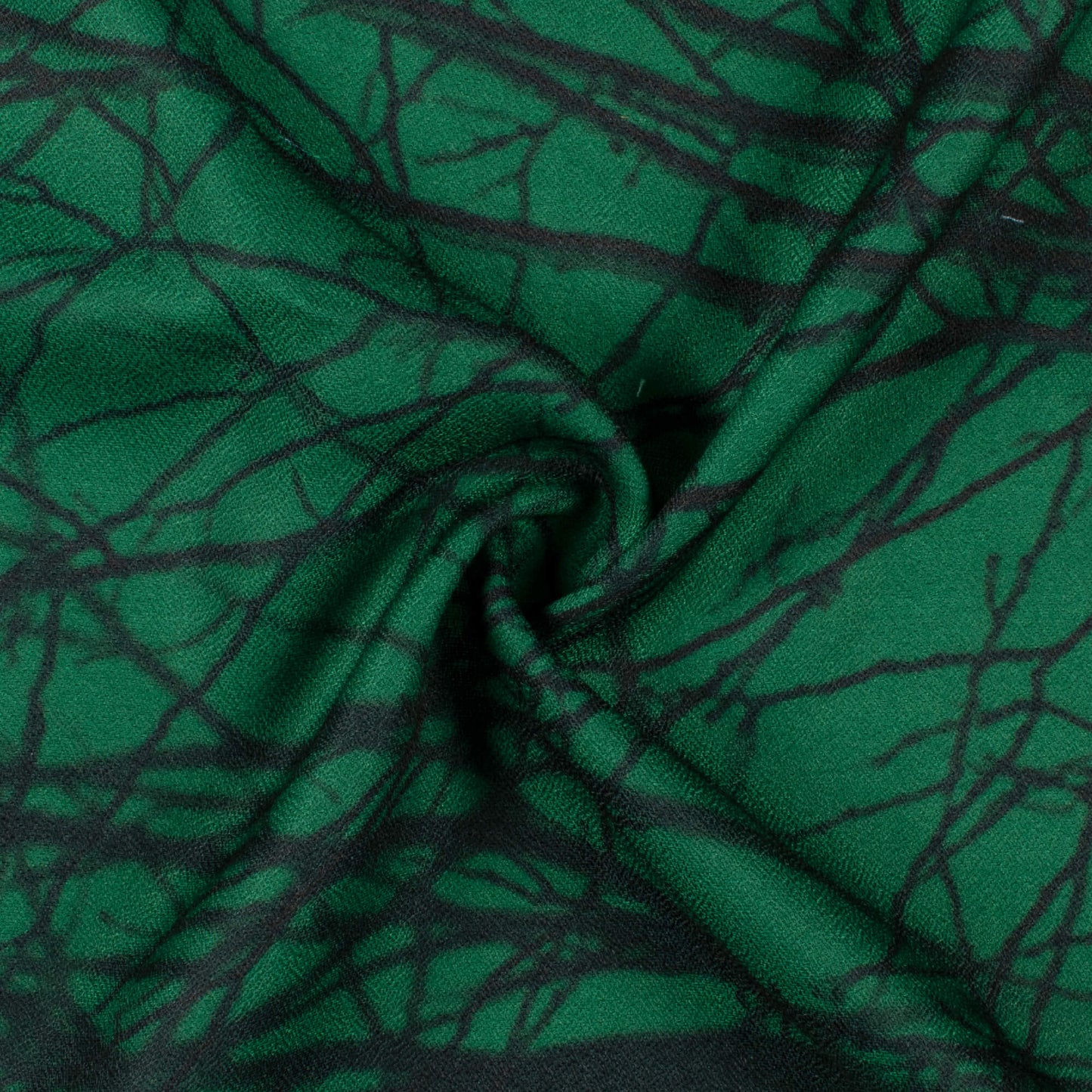 Bottle Green And Black Abstract Pattern Digital Print Moss Crepe Fabric