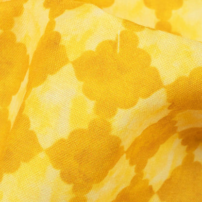 Dijon Yellow And Laguna Yellow Checks Pattern Digital Print Rayon Fabric