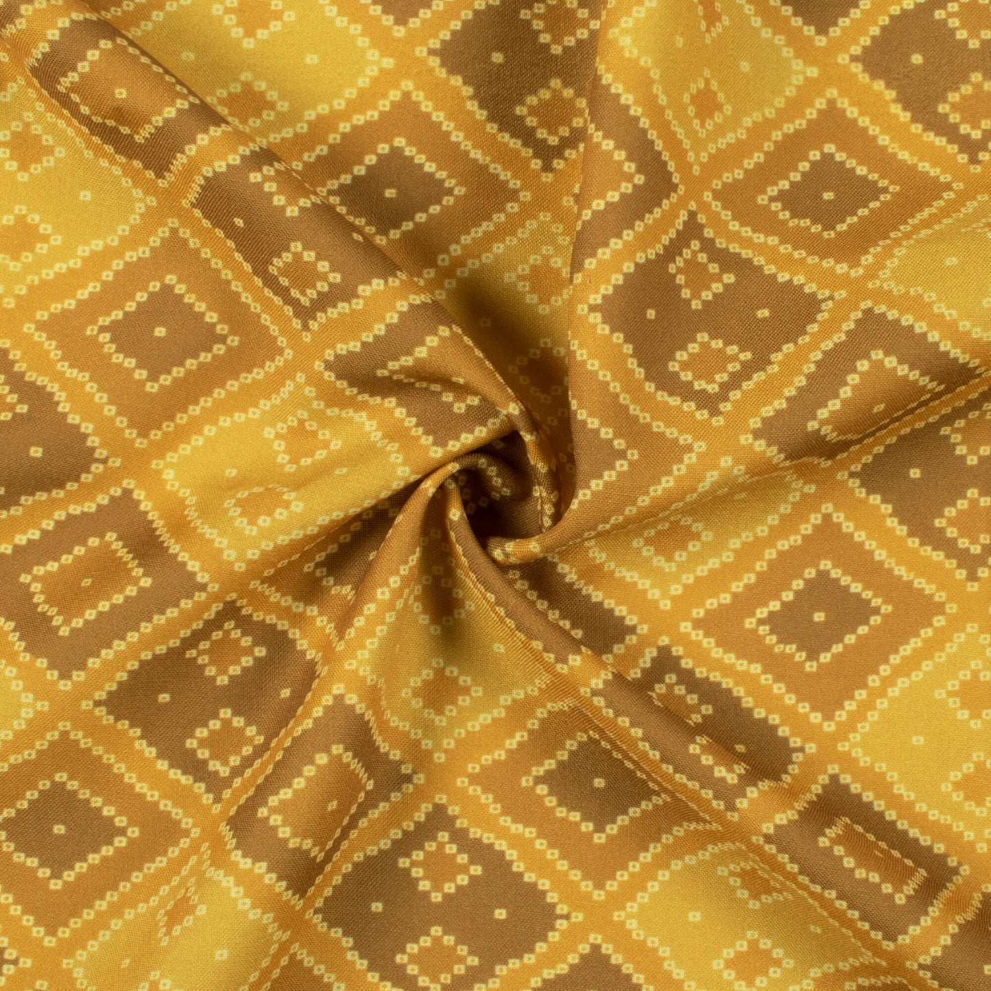 Dijon Yellow Bandhani Pattern Digital Print Rayon Fabric