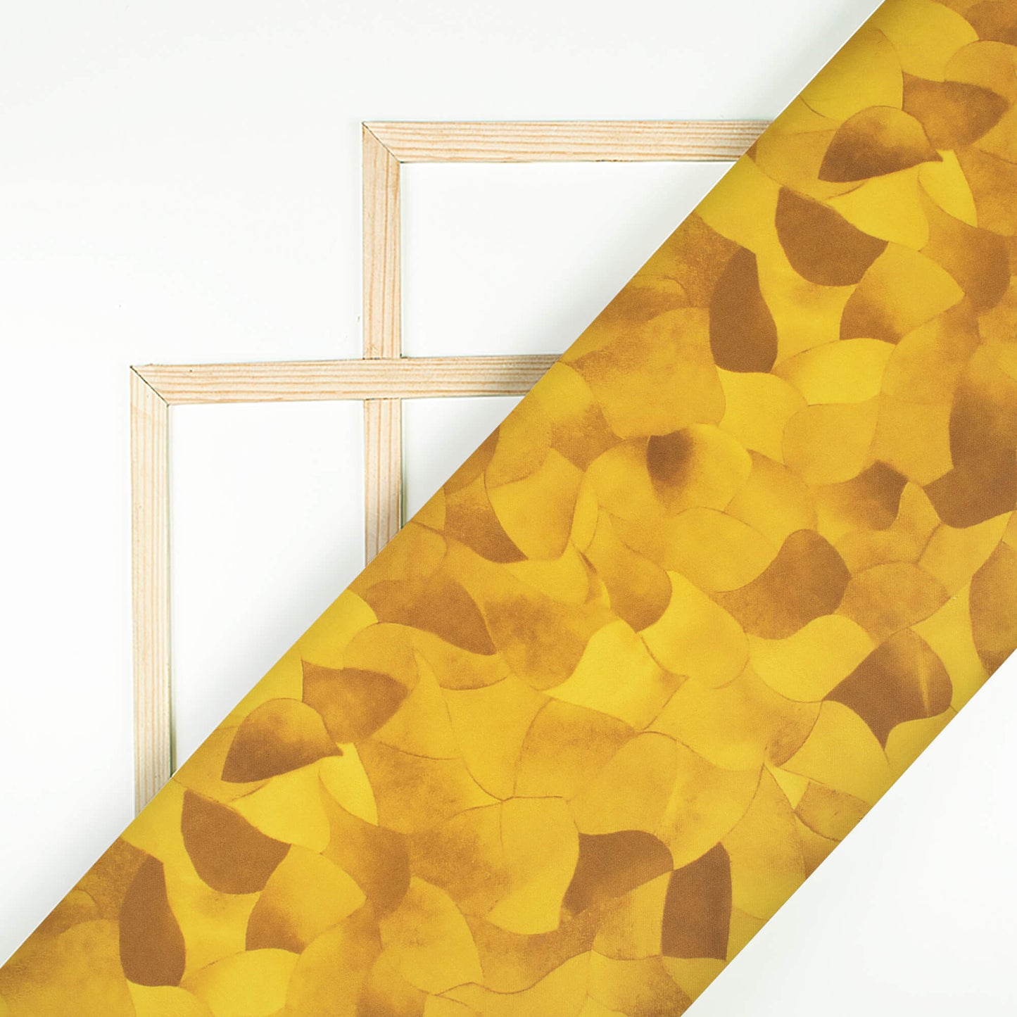 Dijon Yellow And Laguna Yellow Abstract Pattern Digital Print Rayon Fabric