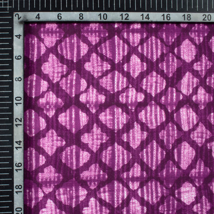 Wine Purple Geometric Pattern Digital Print Rayon Fabric