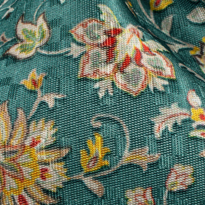 Russian Green And Pale Yellow Floral Pattern Digital Print Sherwani Fabric (Width 60 Inches)