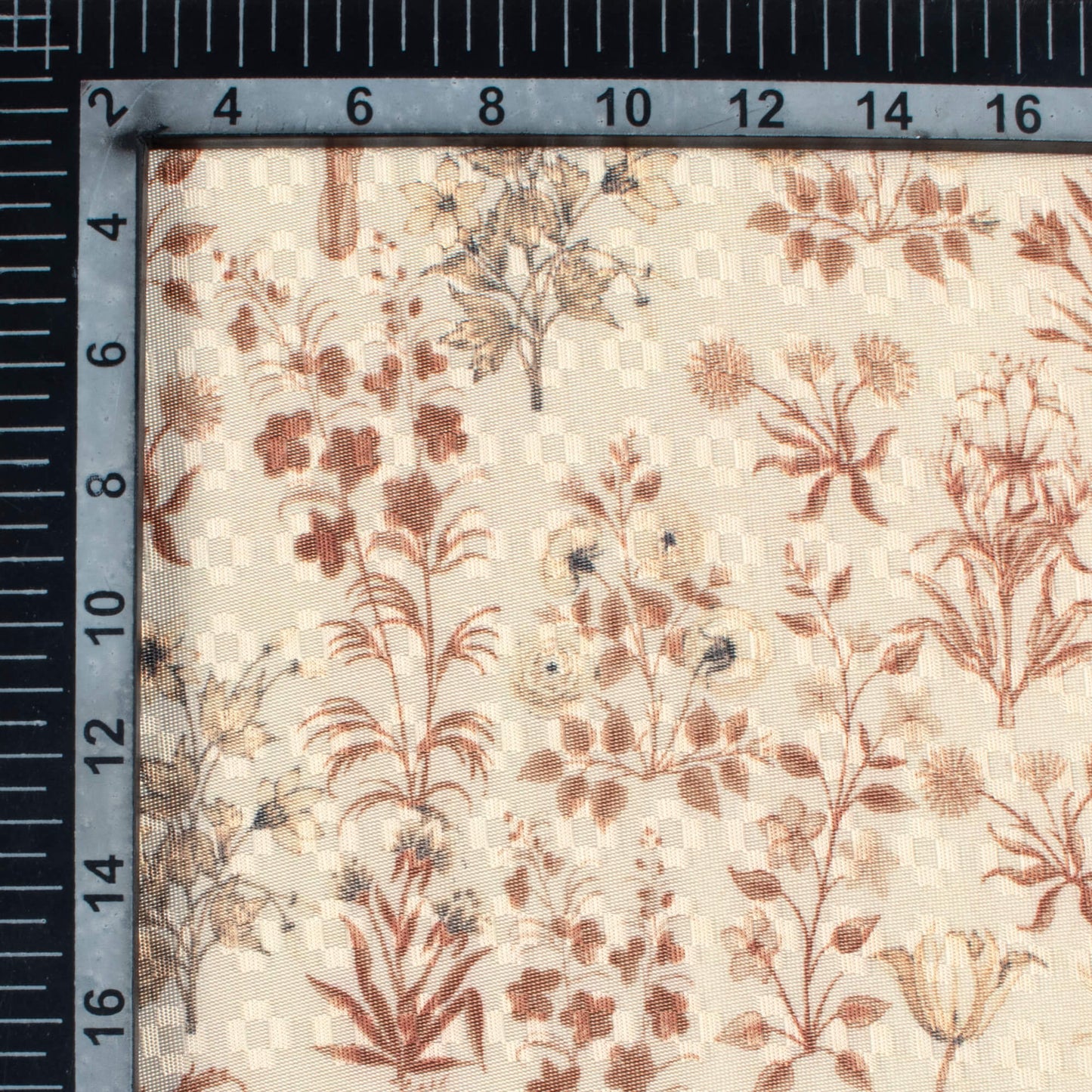 Oat Beige And Rust Orange Floral Pattern Digital Print Sherwani Fabric (Width 60 Inches)