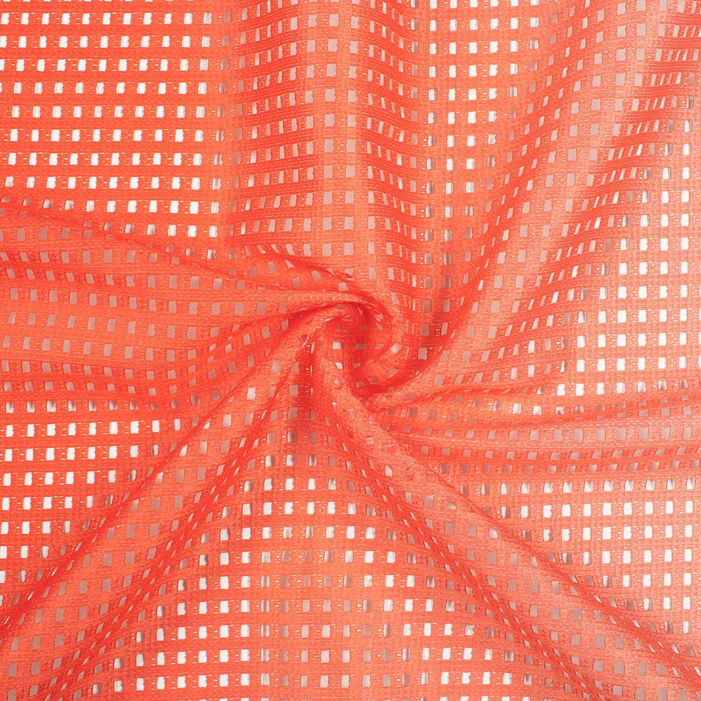 Red Ombre Pattern Digital Print Checks Raschel Net Fabric (Width 58 Inches)
