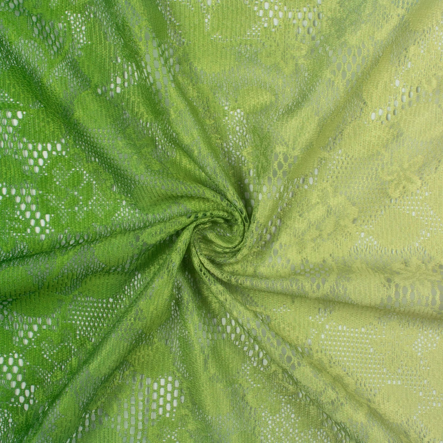 Kelly Green And Pale Yellow Ombre Pattern Digital Print Floral Raschel Net Fabric (Width 58 Inches)