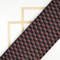 Black And Crimson Red Floral Pattern Digital Print Poly Cambric Fabric
