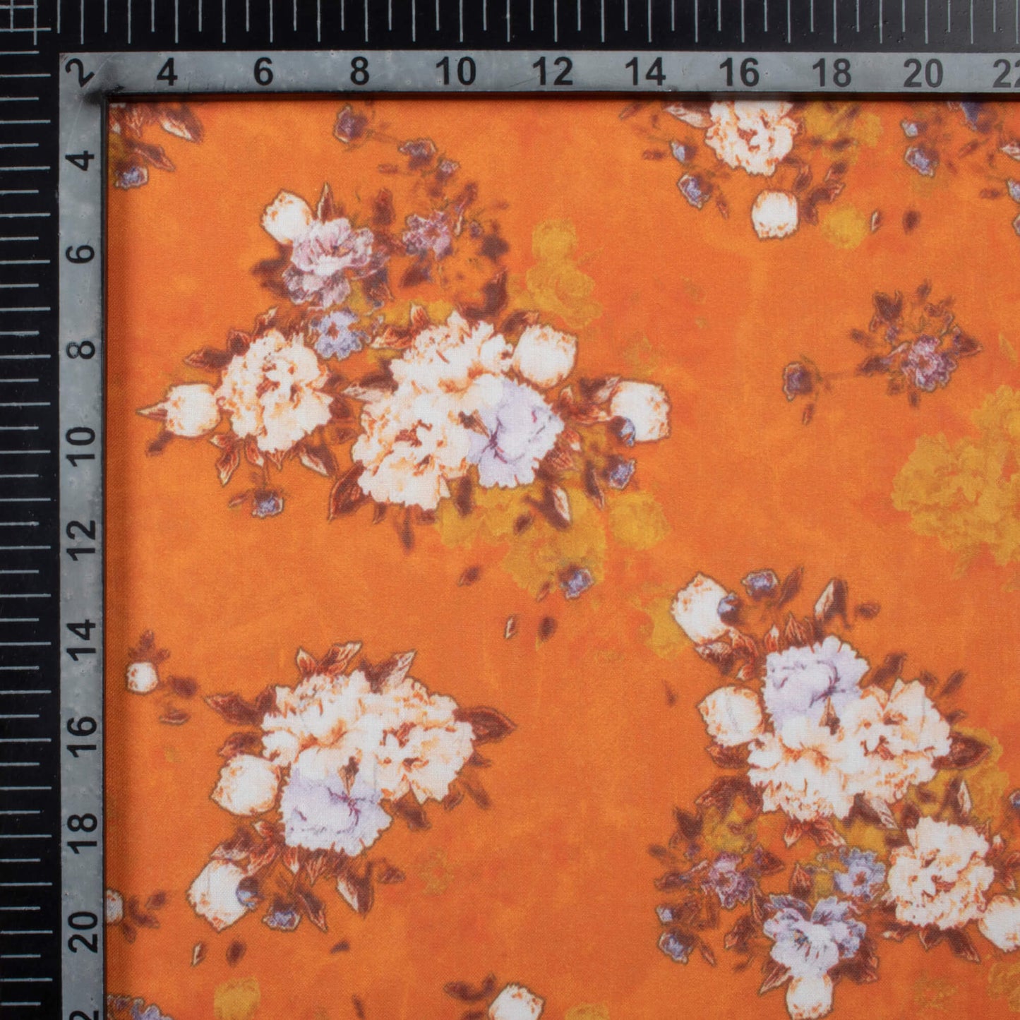 Salamandar Orange And Peach Floral Pattern Digital Print Poly Cambric Fabric
