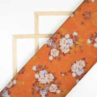 Salamandar Orange And Peach Floral Pattern Digital Print Poly Cambric Fabric