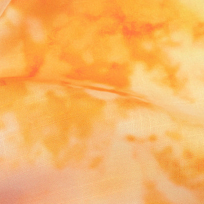 Carrot Orange Tye And Dye Pattern Digital Print Poly Linen Fabric