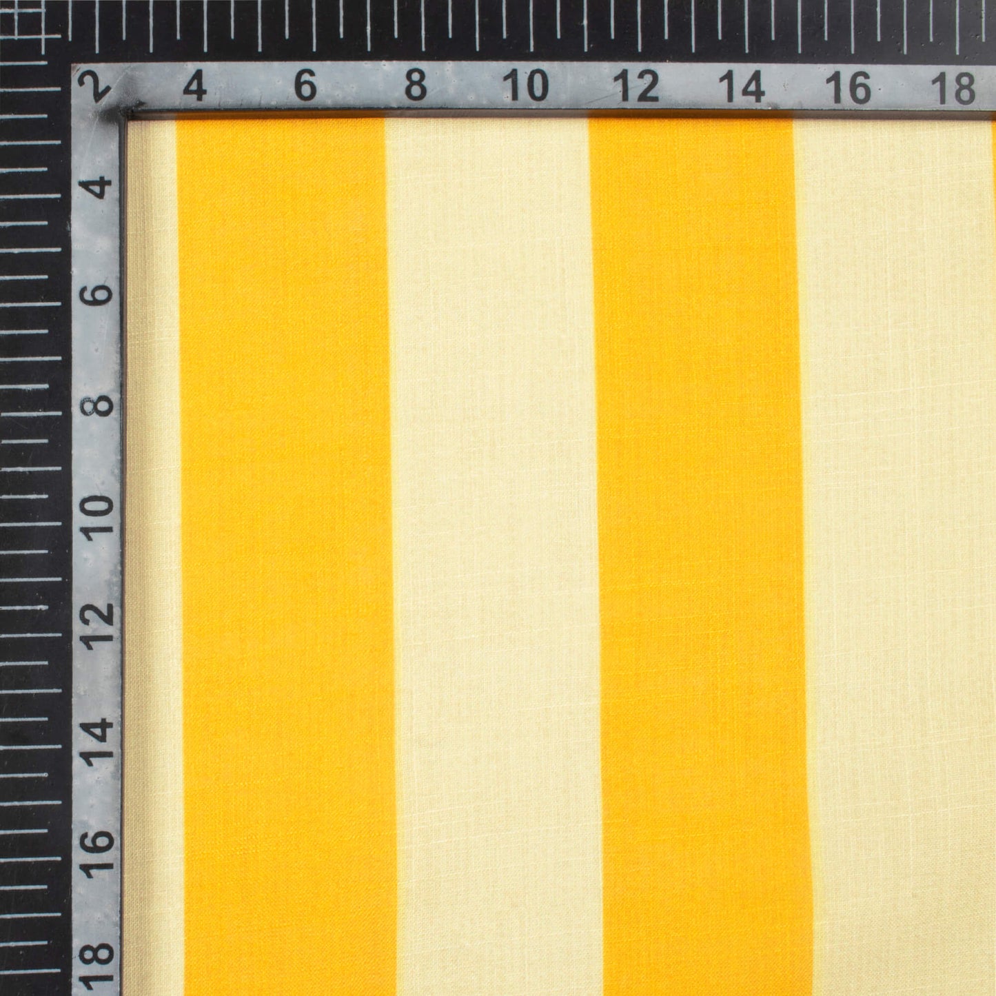 Cyber Yellow And Beige Stripes Pattern Digital Print Poly Linen Fabric