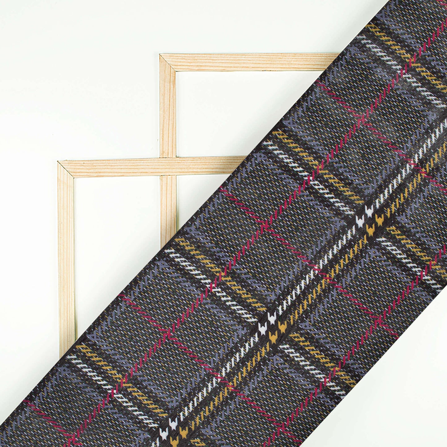 Black And Yellow Checks Pattern Digital Print Poly Mulmul Fabric (Width 40 Inches)